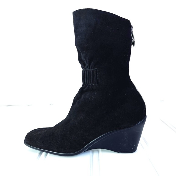 AQUATALIA BLACK LEATHER BOOTS ANKLE WINTER BOOTS PLATFORM MADE IN  ITALY 7.5 - Picture 3 of 13